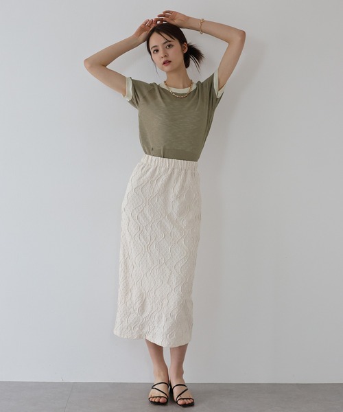 J by blue(ジェイバイブルー)の「ロゴ配色シアーニット(ニット/セーター・レディース・アイボリー/モカ/ミント・MEDIUM)」の4枚目の写真