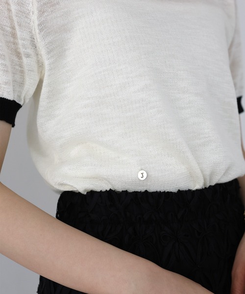 J by blue(ジェイバイブルー)の「ロゴ配色シアーニット(ニット/セーター・レディース・アイボリー/モカ/ミント・MEDIUM)」の19枚目の写真