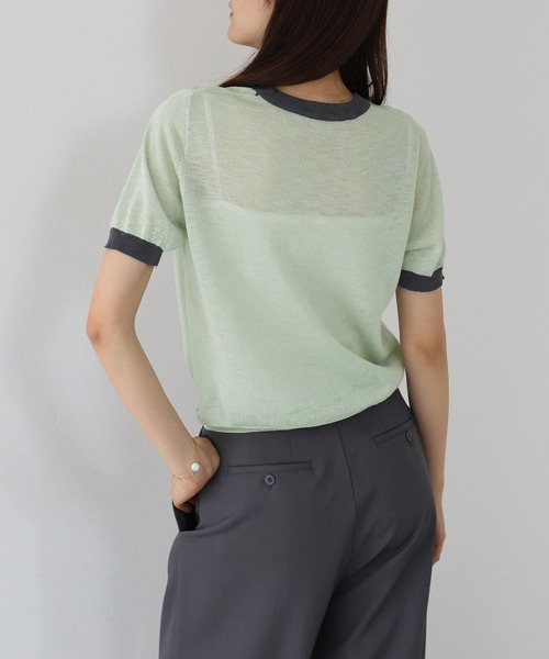 J by blue(ジェイバイブルー)の「ロゴ配色シアーニット(ニット/セーター・レディース・アイボリー/モカ/ミント・MEDIUM)」の22枚目の写真