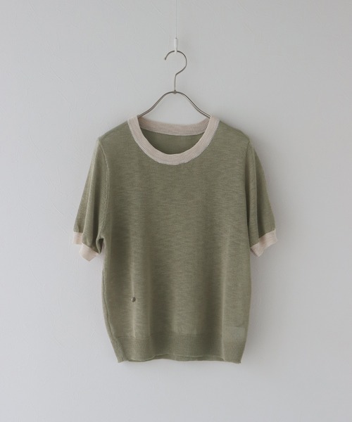J by blue(ジェイバイブルー)の「ロゴ配色シアーニット(ニット/セーター・レディース・アイボリー/モカ/ミント・MEDIUM)」の9枚目の写真