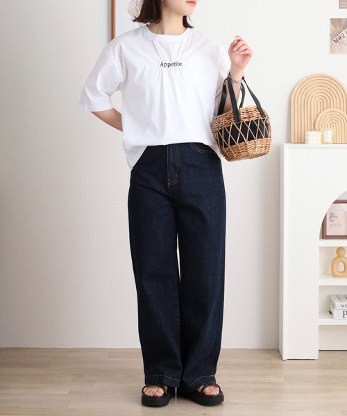 Anna Nicola(アンナニコラ)の「Anna Nicola ギャザーロゴ刺繍半袖カットソー(Tシャツ/カットソー・レディース・グリーン/ブラック/オフホワイト・38)」の12枚目の写真