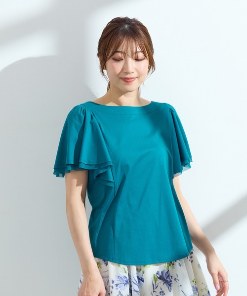 Rose Tiara（ローズティアラ）の「【手洗い可】フリル袖カットソー（Tシャツ/カットソー・レディース・ネイビー/ピンク/グリーン・38/42）」の2枚目の写真