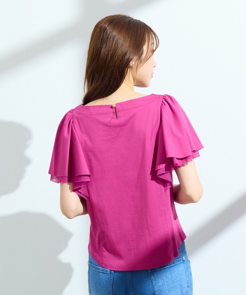 Rose Tiara（ローズティアラ）の「【手洗い可】フリル袖カットソー（Tシャツ/カットソー・レディース・ネイビー/ピンク/グリーン・38/42）」の7枚目の写真