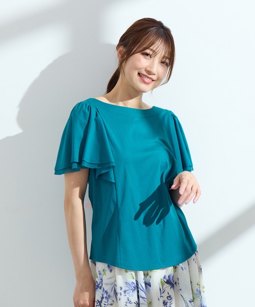 Rose Tiara（ローズティアラ）の「【手洗い可】フリル袖カットソー（Tシャツ/カットソー・レディース・ネイビー/ピンク/グリーン・38/42）」の8枚目の写真