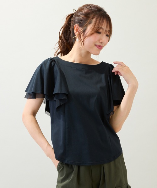 Rose Tiara（ローズティアラ）の「【手洗い可】フリル袖カットソー（Tシャツ/カットソー・レディース・ネイビー/ピンク/グリーン・38/42）」の10枚目の写真