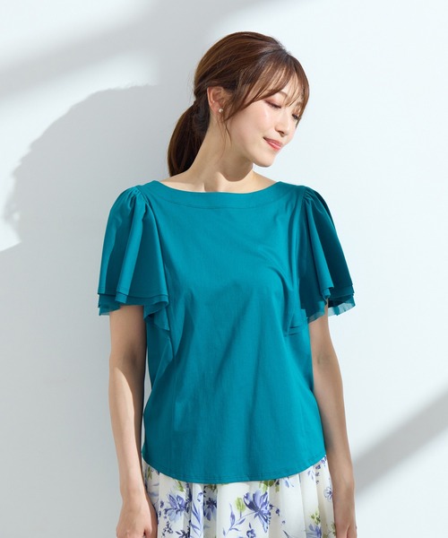 Rose Tiara（ローズティアラ）の「【手洗い可】フリル袖カットソー（Tシャツ/カットソー・レディース・ネイビー/ピンク/グリーン・38/42）」の9枚目の写真