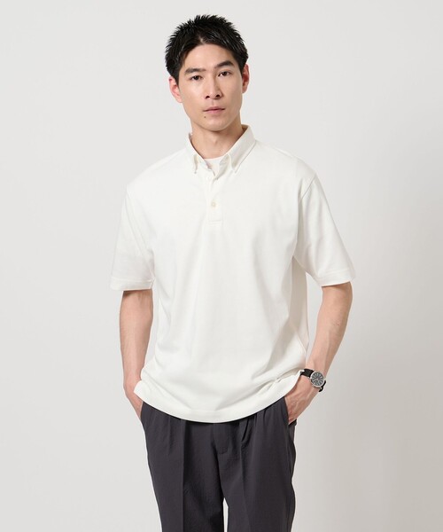 green label relaxing(グリーンレーベルリラクシング)の「【WEB限定】デイリードライ ボタンダウン ポロシャツ -吸水速乾・抗菌-(ポロシャツ・メンズ・ホワイト/モカ/ダークグレー/ネイビー/ブラック・S/L/M/XL)」の2枚目の写真