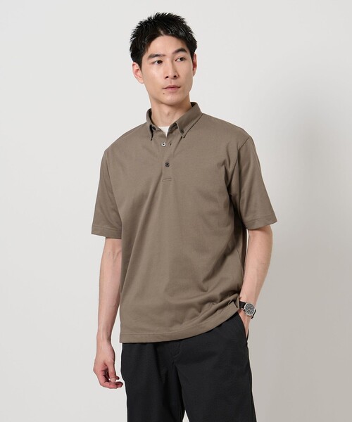 green label relaxing(グリーンレーベルリラクシング)の「【WEB限定】デイリードライ ボタンダウン ポロシャツ -吸水速乾・抗菌-(ポロシャツ・メンズ・ホワイト/モカ/ダークグレー/ネイビー/ブラック・S/L/M/XL)」の4枚目の写真