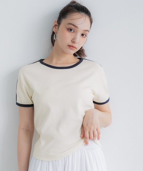 coca(coca)(コカ)の「スムースコンパクトリンガーTシャツ(Tシャツ/カットソー・レディース・アイボリー/ブラック/グリーン/ライトグレー・S/L/M)」の14枚目の写真