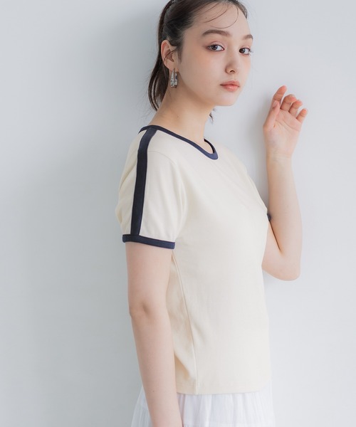 coca(coca)(コカ)の「スムースコンパクトリンガーTシャツ(Tシャツ/カットソー・レディース・アイボリー/ブラック/グリーン/ライトグレー・S/L/M)」の15枚目の写真
