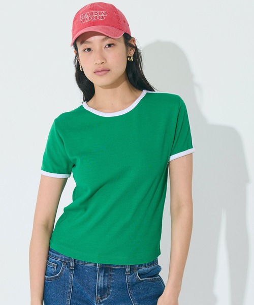 coca(coca)(コカ)の「スムースコンパクトリンガーTシャツ(Tシャツ/カットソー・レディース・アイボリー/ブラック/グリーン/ライトグレー・S/L/M)」の22枚目の写真