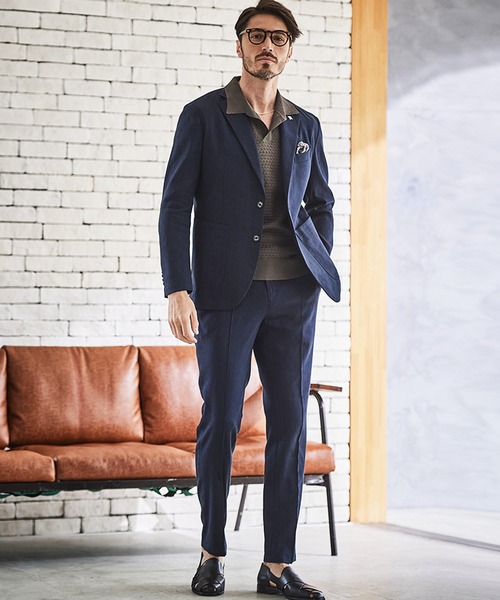 g-stage（ジーステージ）の「春夏ヘリンボンスラックス　ジ－ステ－ジ（テーラードジャケット・メンズ・チャコールグレー/ネイビー・46/48/50）」の4枚目の写真