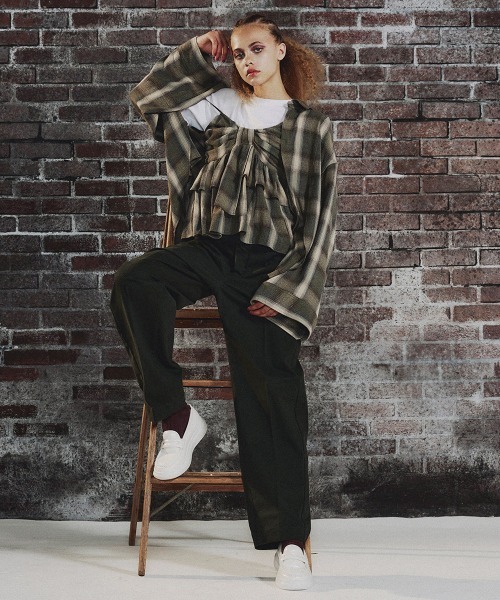DOUBLE STANDARD CLOTHING（ダブルスタンダードクロージング）の「ウールヴィスコース ティアードビスチェ（シャツ/ブラウス・レディース・チェック・FREE）」の4枚目の写真