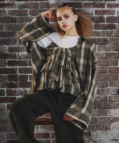 DOUBLE STANDARD CLOTHING（ダブルスタンダードクロージング）の「ウールヴィスコース ティアードビスチェ（シャツ/ブラウス・レディース・チェック・FREE）」の5枚目の写真