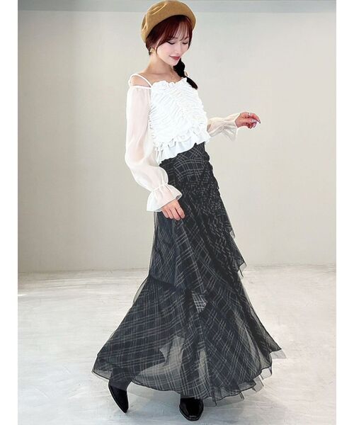 RESEXXY（リゼクシー）の「チュールレイヤードフレアスカート（スカート・レディース・グリーン/ピンク/ブラウン・FREE）」の7枚目の写真