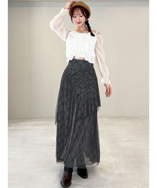 RESEXXY（リゼクシー）の「チュールレイヤードフレアスカート（スカート・レディース・グリーン/ピンク/ブラウン・FREE）」の8枚目の写真