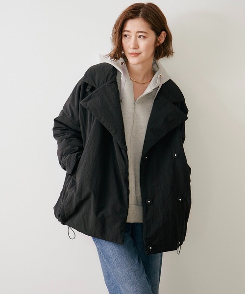 Emma Taylor(エマテイラー)の「【抜け感!】ダンボールフロント2wayフーディ―(スウェット・レディース・ピンク系/ブラック/ライトベージュ/MD.Gray/ネイビー/シルバー系/モカ・FREE)」の15枚目の写真