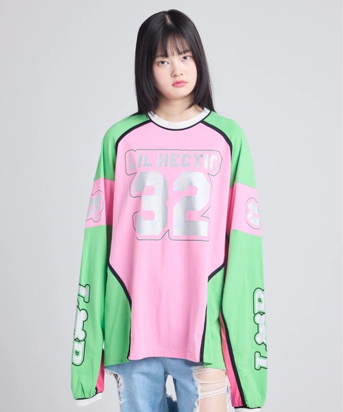 Little sunny bite（リトルサニーバイト）の「littlesunnybite/リトルサニーバイト/numbering long tee（Tシャツ/カットソー・レディース・ブラック/ホワイト/ピンク・M/S）」の2枚目の写真