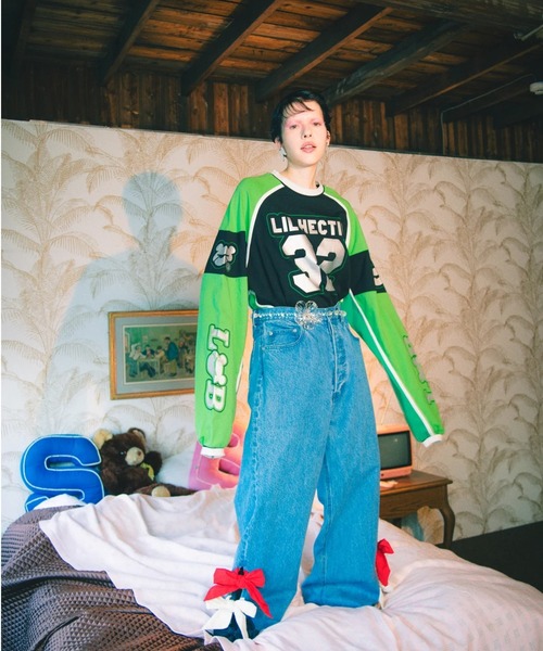 Little sunny bite（リトルサニーバイト）の「littlesunnybite/リトルサニーバイト/numbering long tee（Tシャツ/カットソー・レディース・ブラック/ホワイト/ピンク・M/S）」の3枚目の写真