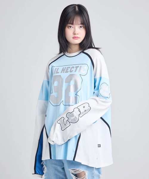 Little sunny bite（リトルサニーバイト）の「littlesunnybite/リトルサニーバイト/numbering long tee（Tシャツ/カットソー・レディース・ブラック/ホワイト/ピンク・M/S）」の6枚目の写真