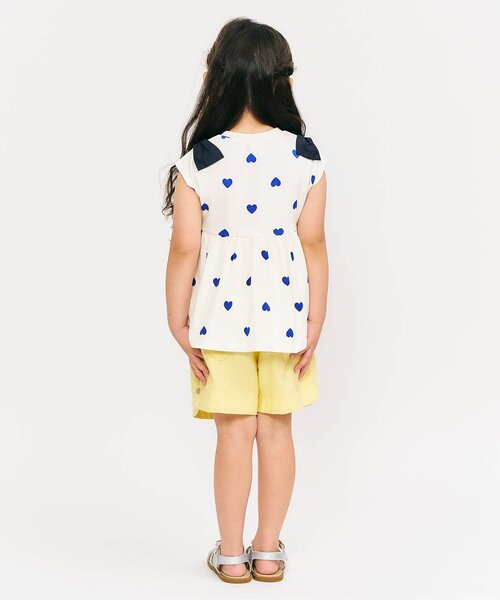 apres les cours（アプレレクール）の「【接触冷感/ジュニア対応】肩リボンペプラムTシャツ（Tシャツ/カットソー・キッズ・レッド/ドット/ブルー/イエロー・120/110/100/90/140/130/80）」の6枚目の写真