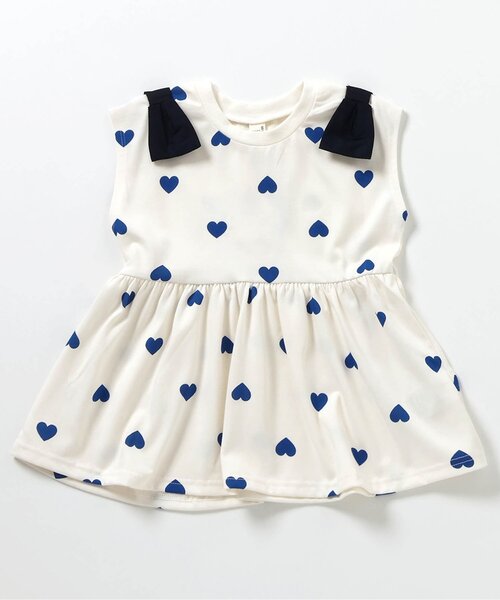 apres les cours（アプレレクール）の「【接触冷感/ジュニア対応】肩リボンペプラムTシャツ（Tシャツ/カットソー・キッズ・レッド/ドット/ブルー/イエロー・120/110/100/90/140/130/80）」の11枚目の写真