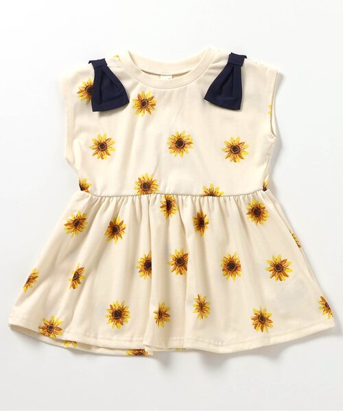 apres les cours（アプレレクール）の「【接触冷感/ジュニア対応】肩リボンペプラムTシャツ（Tシャツ/カットソー・キッズ・レッド/ドット/ブルー/イエロー・120/110/100/90/140/130/80）」の15枚目の写真