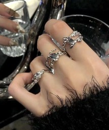 MASHIRO（マシロ）の「【MASHIRO】Y2Kニュアンスレインボーアクリルストーンモチーフリング3点セット（MA/EK298）（リング）」