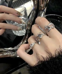 MASHIRO（マシロ）の「【MASHIRO】Y2Kニュアンスレインボーアクリルストーンモチーフリング3点セット（MA/EK298）（リング）」
