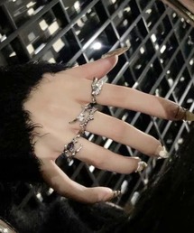 MASHIRO（マシロ）の「【MASHIRO】Y2Kニュアンスレインボーアクリルストーンモチーフリング3点セット（MA/EK298）（リング）」