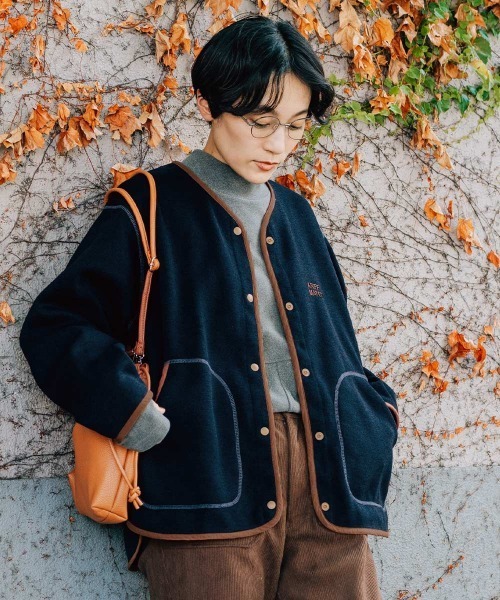 KRIFF MAYER Lady's Collection（クリフメイヤーレディースコレクション）の「ニットフリースカーデ（カーディガン/ボレロ・レディース・カラフル/チャコール/ネイビー/グレー/オリーブ/ブラック・MEDIUM/LARGE）」の5枚目の写真