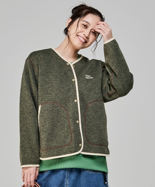 KRIFF MAYER Lady's Collection（クリフメイヤーレディースコレクション）の「ニットフリースカーデ（カーディガン/ボレロ・レディース・カラフル/チャコール/ネイビー/グレー/オリーブ/ブラック・MEDIUM/LARGE）」の4枚目の写真