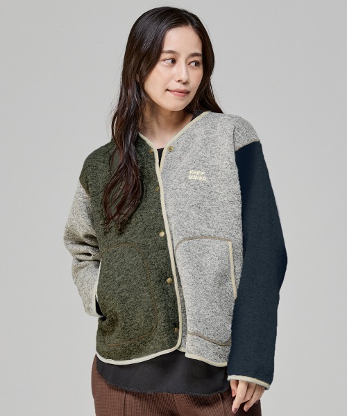 KRIFF MAYER Lady's Collection（クリフメイヤーレディースコレクション）の「ニットフリースカーデ（カーディガン/ボレロ・レディース・カラフル/チャコール/ネイビー/グレー/オリーブ/ブラック・MEDIUM/LARGE）」の6枚目の写真