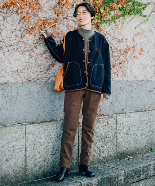 KRIFF MAYER Lady's Collection（クリフメイヤーレディースコレクション）の「ニットフリースカーデ（カーディガン/ボレロ・レディース・カラフル/チャコール/ネイビー/グレー/オリーブ/ブラック・MEDIUM/LARGE）」の8枚目の写真