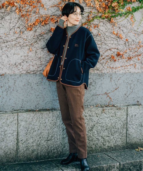 KRIFF MAYER Lady's Collection（クリフメイヤーレディースコレクション）の「ニットフリースカーデ（カーディガン/ボレロ・レディース・カラフル/チャコール/ネイビー/グレー/オリーブ/ブラック・MEDIUM/LARGE）」の9枚目の写真