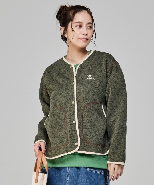 KRIFF MAYER Lady's Collection（クリフメイヤーレディースコレクション）の「ニットフリースカーデ（カーディガン/ボレロ・レディース・カラフル/チャコール/ネイビー/グレー/オリーブ/ブラック・MEDIUM/LARGE）」の12枚目の写真