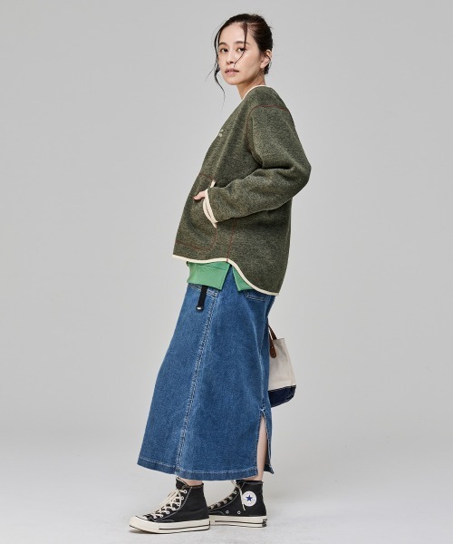 KRIFF MAYER Lady's Collection（クリフメイヤーレディースコレクション）の「ニットフリースカーデ（カーディガン/ボレロ・レディース・カラフル/チャコール/ネイビー/グレー/オリーブ/ブラック・MEDIUM/LARGE）」の13枚目の写真