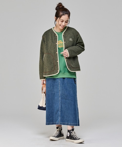 KRIFF MAYER Lady's Collection（クリフメイヤーレディースコレクション）の「ニットフリースカーデ（カーディガン/ボレロ・レディース・カラフル/チャコール/ネイビー/グレー/オリーブ/ブラック・MEDIUM/LARGE）」の14枚目の写真