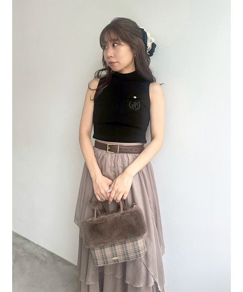 ポケットディテールリブニットトップス（ニット/セーター