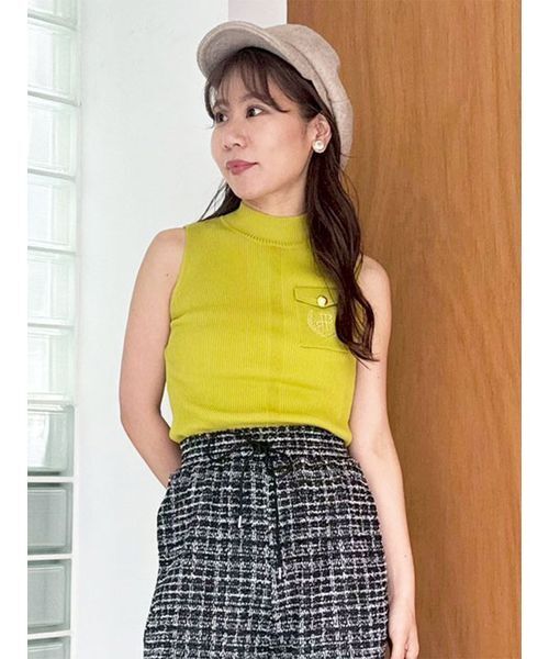 トップス Lily Brown カップインリブニットトップス(タンクトップ・キャミソール