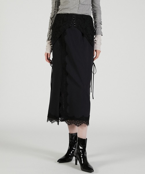 PRANK PROJECT（プランクプロジェクト）の「2WAYレースミディスカート / 2-Way Lace Midi Skirt（スカート・レディース・グレー/ネイビー・36/38）」の16枚目の写真