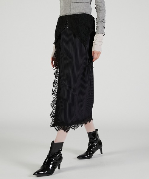【PRADA】ストライプ ミディスカート関税込み SALE LIMITED EDITION ストライプミディスカート - ホワイト/レッド