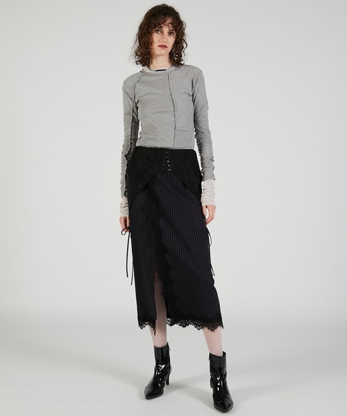 PRANK PROJECT（プランクプロジェクト）の「2WAYレースミディスカート / 2-Way Lace Midi Skirt（スカート・レディース・グレー/ネイビー・36/38）」の11枚目の写真