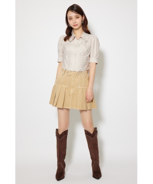 rienda（リエンダ）の「プリーツデニムスコートショートパンツ 秋服（スカート・レディース・ベージュ/ブルー・X-SMALL/SMALL/MEDIUM）」の12枚目の写真