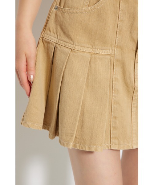 rienda（リエンダ）の「プリーツデニムスコートショートパンツ 秋服（スカート・レディース・ベージュ/ブルー・X-SMALL/SMALL/MEDIUM）」の4枚目の写真