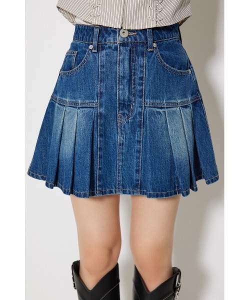 rienda（リエンダ）の「プリーツデニムスコートショートパンツ 秋服（スカート・レディース・ベージュ/ブルー・X-SMALL/SMALL/MEDIUM）」の9枚目の写真