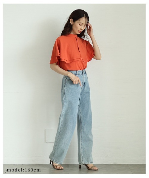 Sawa a la mode（サワアラモード）の「ケープブラウス（シャツ/ブラウス・レディース・ブラック/オフホワイト/オレンジ・FREE）」の7枚目の写真