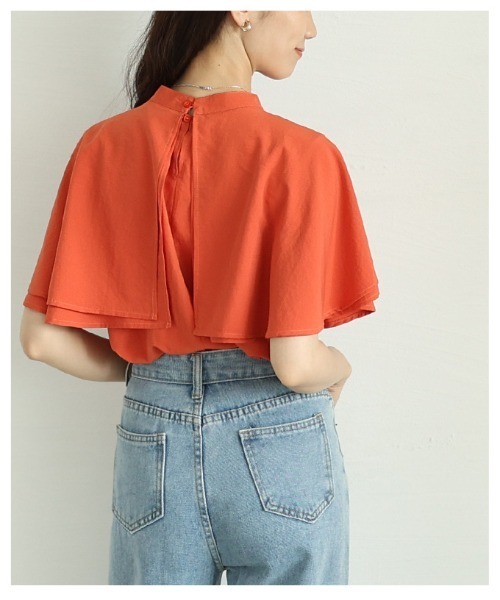 Sawa a la mode（サワアラモード）の「ケープブラウス（シャツ/ブラウス・レディース・ブラック/オフホワイト/オレンジ・FREE）」の11枚目の写真