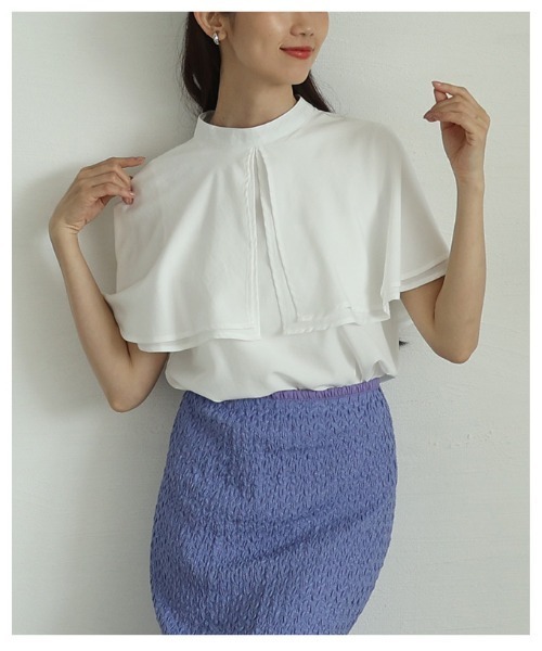 Sawa a la mode（サワアラモード）の「ケープブラウス（シャツ/ブラウス・レディース・ブラック/オフホワイト/オレンジ・FREE）」の17枚目の写真