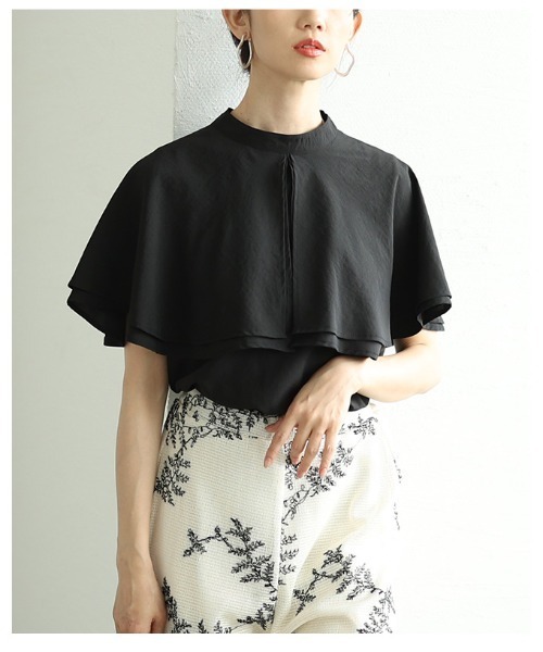 Sawa a la mode（サワアラモード）の「ケープブラウス（シャツ/ブラウス・レディース・ブラック/オフホワイト/オレンジ・FREE）」の22枚目の写真